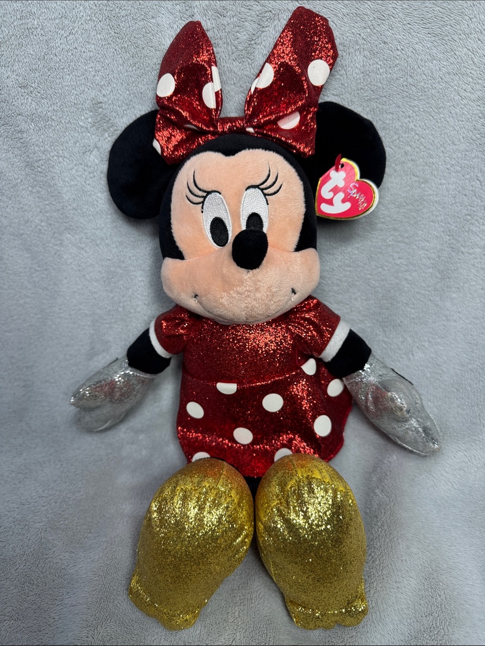 TY Disney Sparkle Beanie Baby Minnie Mouse